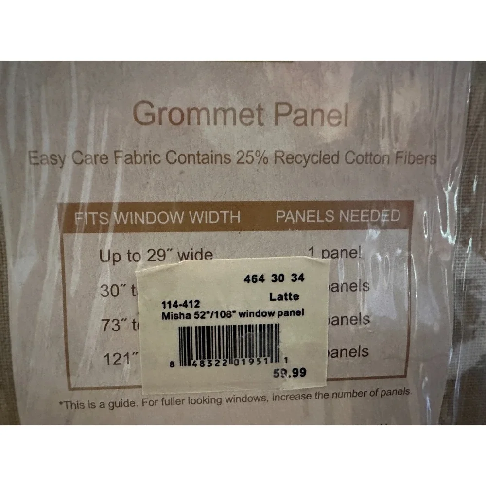 Colordrift Misha 52x108 Latte Lattice Grommet Panel Curtain New with Tags